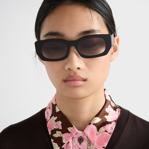 Prada Women Sunglasses Black Rectangle PRB05S 3890A7 NEW AUTHENTIC - Picture 12 of 12